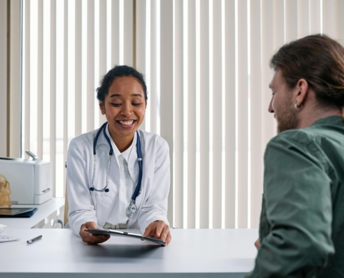 Board-certified allergist discussing personalized allergy treatment options.