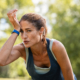 Woman on a run in the summer heat